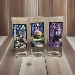 Star Wars Glass Lot of 3 Storm Trooper Yoda Boba Fett Vandor Lucas Film Disney